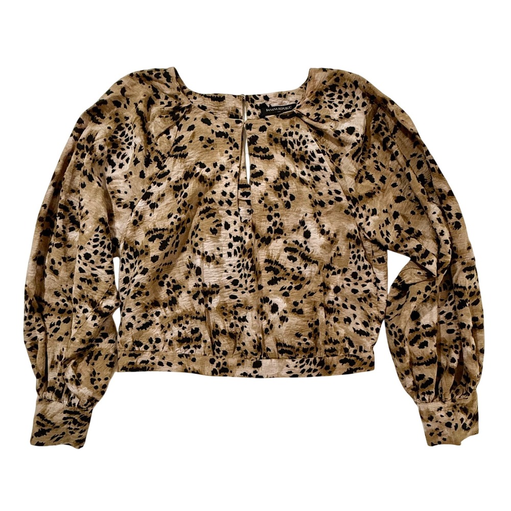 Banana Republic Cropped Animal Pring Keyhole Top Size Medium W35